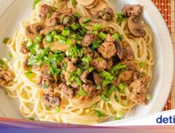 Resep Spaghetti Daging Cincang dan Jamur yang Gurih Enak Bagi Makan Malam