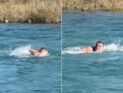 Laga Persahabatan Ekstrem Melawan Arus Sungai Dingin